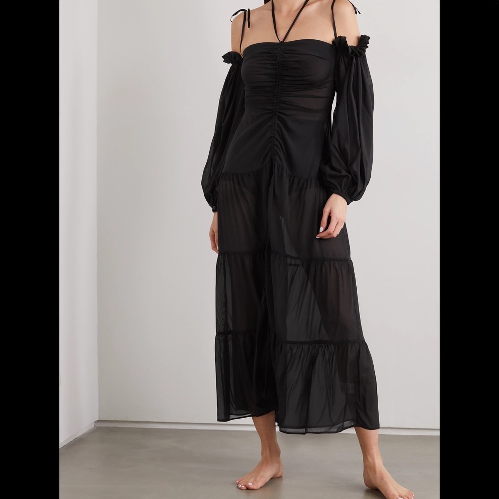 SLEEPING WITH JACQUES Bronte gathered silk-blend chiffon nightdress
